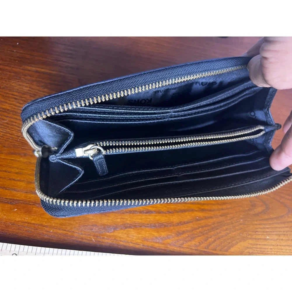 Michael Kors Wallet Clutch Zip‎ Around Continental Black Smooth Leather Urban